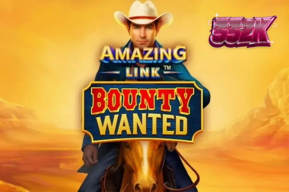 Tampilan antarmuka seluler slot Amazing Link Bounty Wanted dengan latar belakang gurun